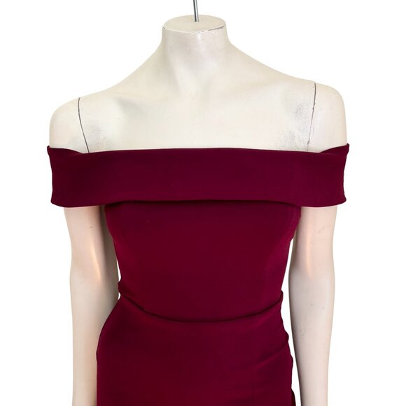 LULUS Aveline Off the Shoulder Maxi Dress in Burgundy SZ S - Picture 4 of 13